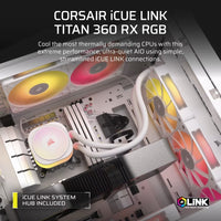 Corsair iCUE LINK TITAN 360 RX RGB AIO Liquid CPU Cooler - White: 73.5 CFM, 2100 RPM, Aluminum Radiator, Copper Cold Plate, Intel/AMD Support - Image 4
