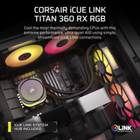 Corsair iCUE LINK TITAN 360 RX RGB AIO Liquid CPU Cooler - Black, 73.5 CFM, 2100 RPM, Aluminum Radiator, Copper Cold Plate, Intel/AMD Support - Image 4