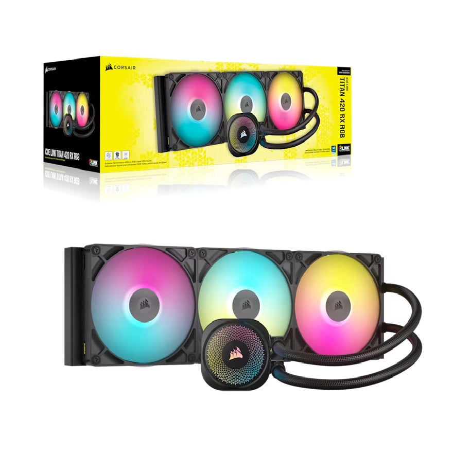 Corsair iCUE LINK TITAN 420 RX RGB AIO Liquid CPU Cooler - Black: 94.7 CFM, 1700 RPM, Aluminum Radiator, Copper Cold Plate, Intel/AMD Support - Image 5