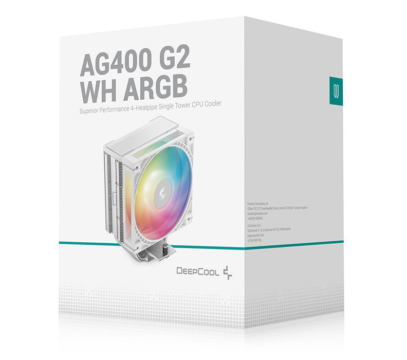 DeepCool AG400 ARGB G2 WH Superior Performance 4 Heatpipe Single Tower CPU Cooler - Image 1