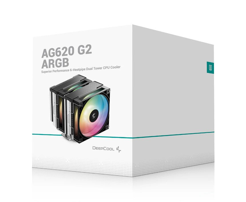 DeepCool AG620 ARGB G2 Dual-Tower CPU Cooler, 2x 120mm Fan, 6 Copper Heat Pipes, Intel LGA2066/2011-v3/2011/1700/1200/1151/1150/1155 AMD AM5/AM4 - Image 2