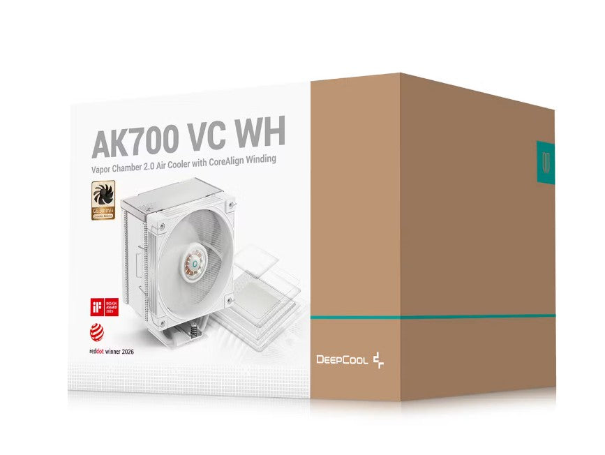 DeepCool AK700 VC WH Vapor Chamber Air Cooler,  7 Heat Pipes, 4-pin PWM, Intel LGA1851/1700/1200/115x, AMD AM5/AM4 - Image 1