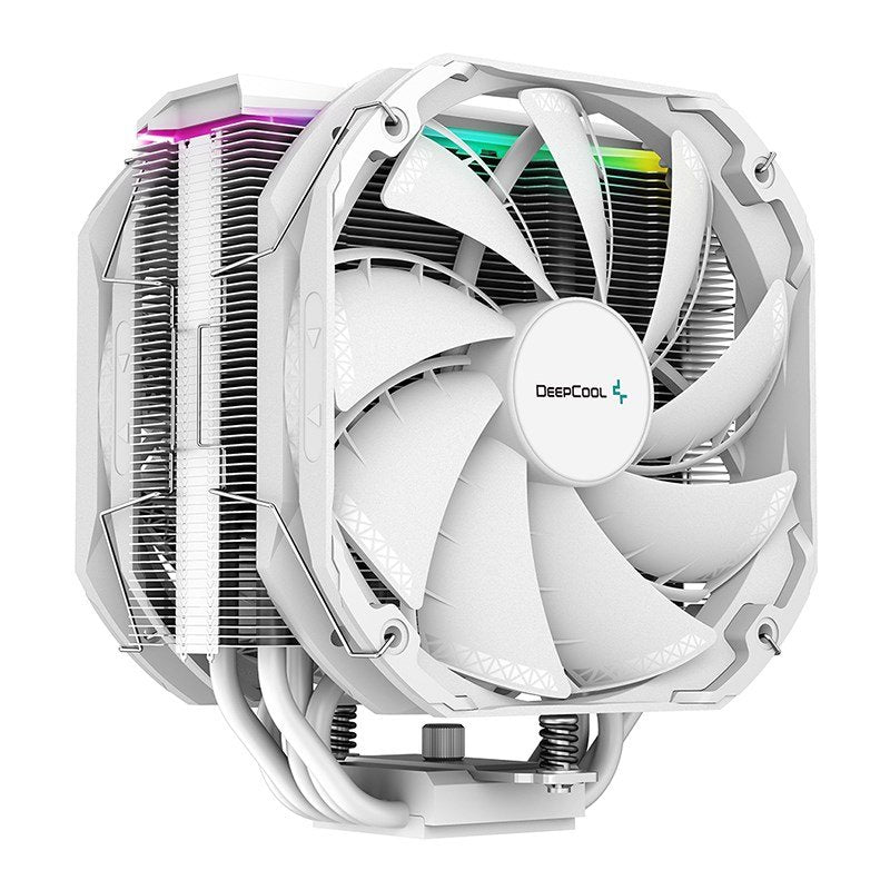 DeepCool AS500 PLUS White CPU Cooler Single Tower, Five Heat Pipe Design High Fin Density, Double PWM Fans, Slim Profile, LGA2066/1851-1155/AM4/AM5 - Image 2
