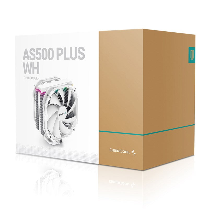 DeepCool AS500 PLUS White CPU Cooler Single Tower, Five Heat Pipe Design High Fin Density, Double PWM Fans, Slim Profile, LGA2066/1851-1155/AM4/AM5 - Image 4
