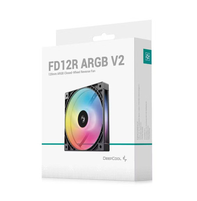 DeepCool FD12R ARGB V2 120mm Integral Blade Silent Ring Reverse-Blade Fan, 4-Pin PWM, 3-Pin 5V ARGB, Hydro Bearing - Image 2