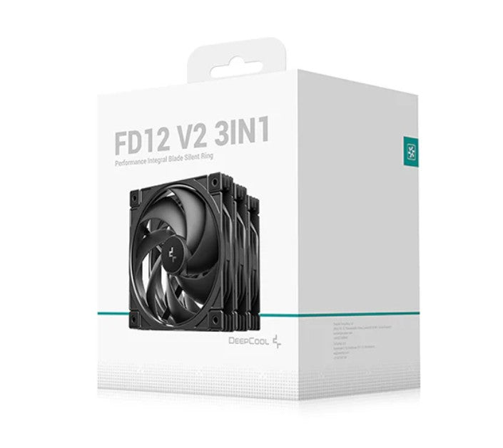 DeepCool FD12 V2 3IN1  120mm  Performance Integral Blade Silent Ring Case Fans, 4-pin PWM, 500~2500 RPM, Hydro Bearing - Image 1