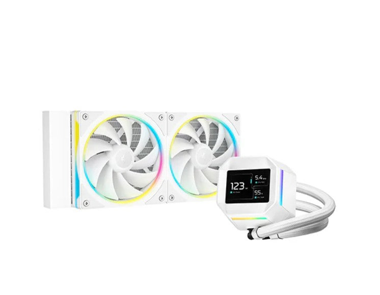 DeepCool LM240 WH ARGB Liquid Cooler With Mini LCD Screen IntelLGA1851/1700/1200/1151/1150/1155 AMDAM5/AM4 - Image 1