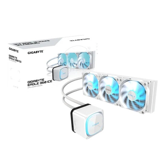 GIGABYTE EAGLE 360 ICE 360mm alu rad, 3x120mm ARGB fans 600-2000RPM, Intel 1851/1700/115X/1200 AMD AM5/AM4, copper pump 3200RPM, 400mm tube - Image 1