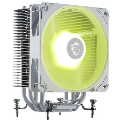 MSI MAG COREFROZR AA13 - WHITE – 120×120×25mm, 2070RPM, 62.6CFM, 30.1dBA, 4×Ø6mm, 152×121×94.5mm, ARGB, AM4/AM5, LGA1700/1851, PWM, 40Khrs, 1.44W - Image 1