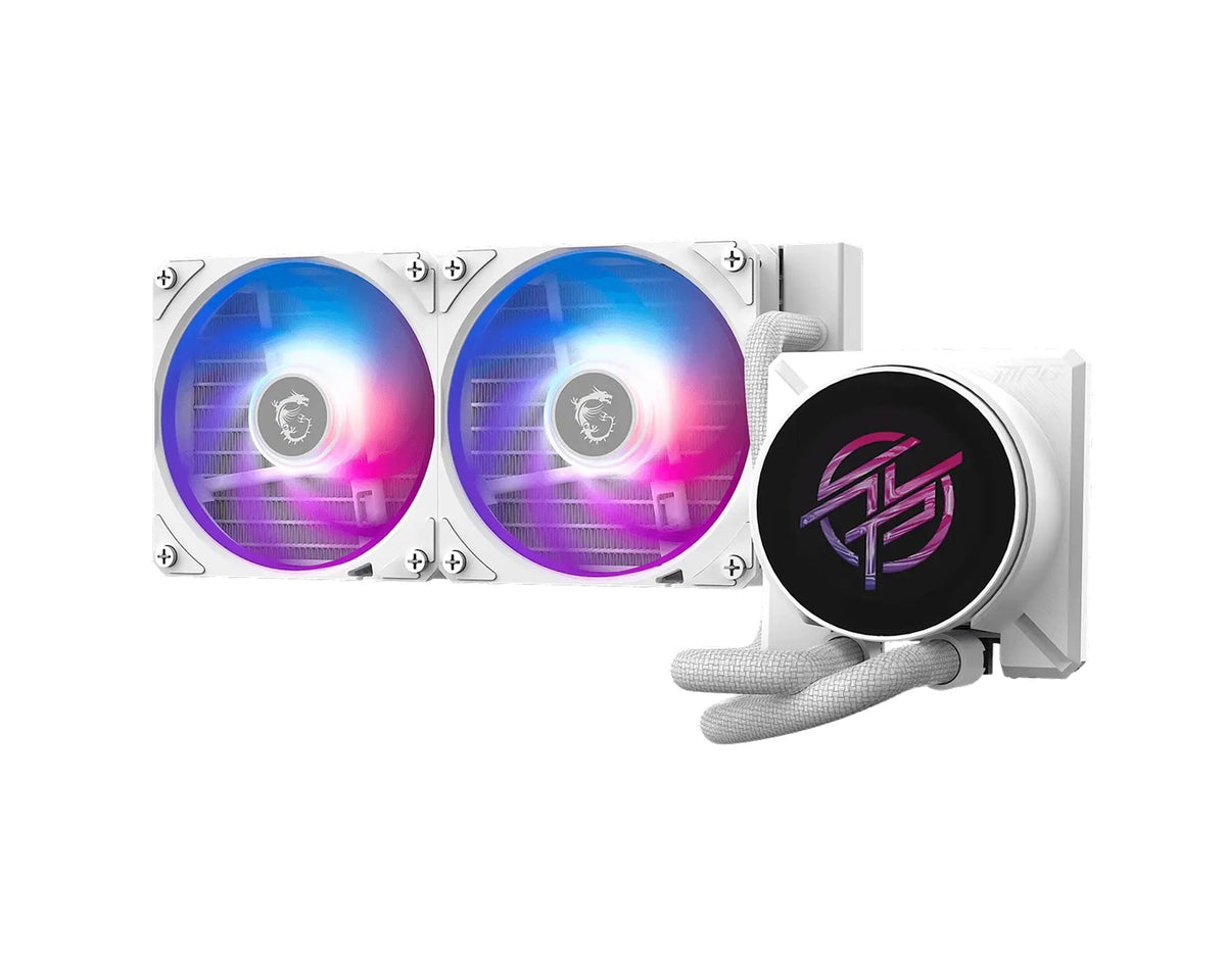 MSI MPG CORELIQUID P22 240 - WHITE, 240mm AIO CPU cooler with 2.1" IPS LCD, dual ARGB fans, and Intel LGA1700/1851 & AMD AM4/AM5 support - Image 1