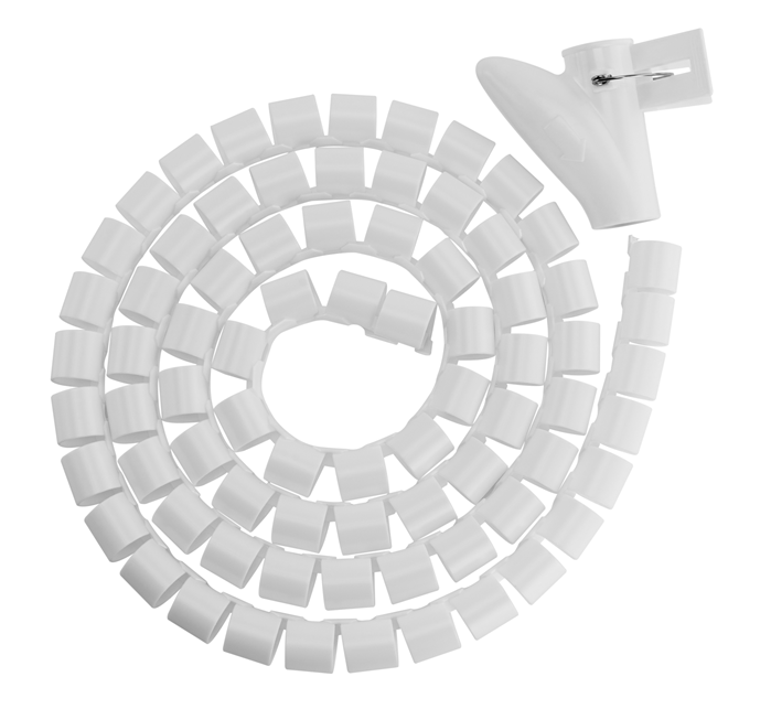 Brateck 25mm/1" Diameter Coiled Tube Cable Sleeve Material Polyethylene(PE) Dimensions 1000x25mm - White (LS) - Image 1