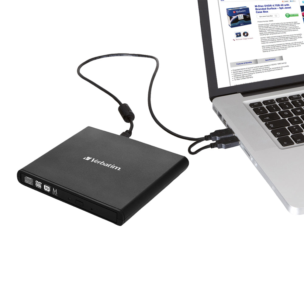 Verbatim External Slimline DVD / CD Writer, Burner, Reader, Player, Ultra Portable for Notebooks, Nero Software, USB Powered Black Mobile, Retail 2025 - Image 4