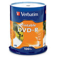 Verbatim DVD-R 4.7GB 100Pk White InkJet 16x, Compatible for Full-Surface, Edge-to-Edge Printing, Superior ink absorption on high-resolution 5,760 DPI - Image 1
