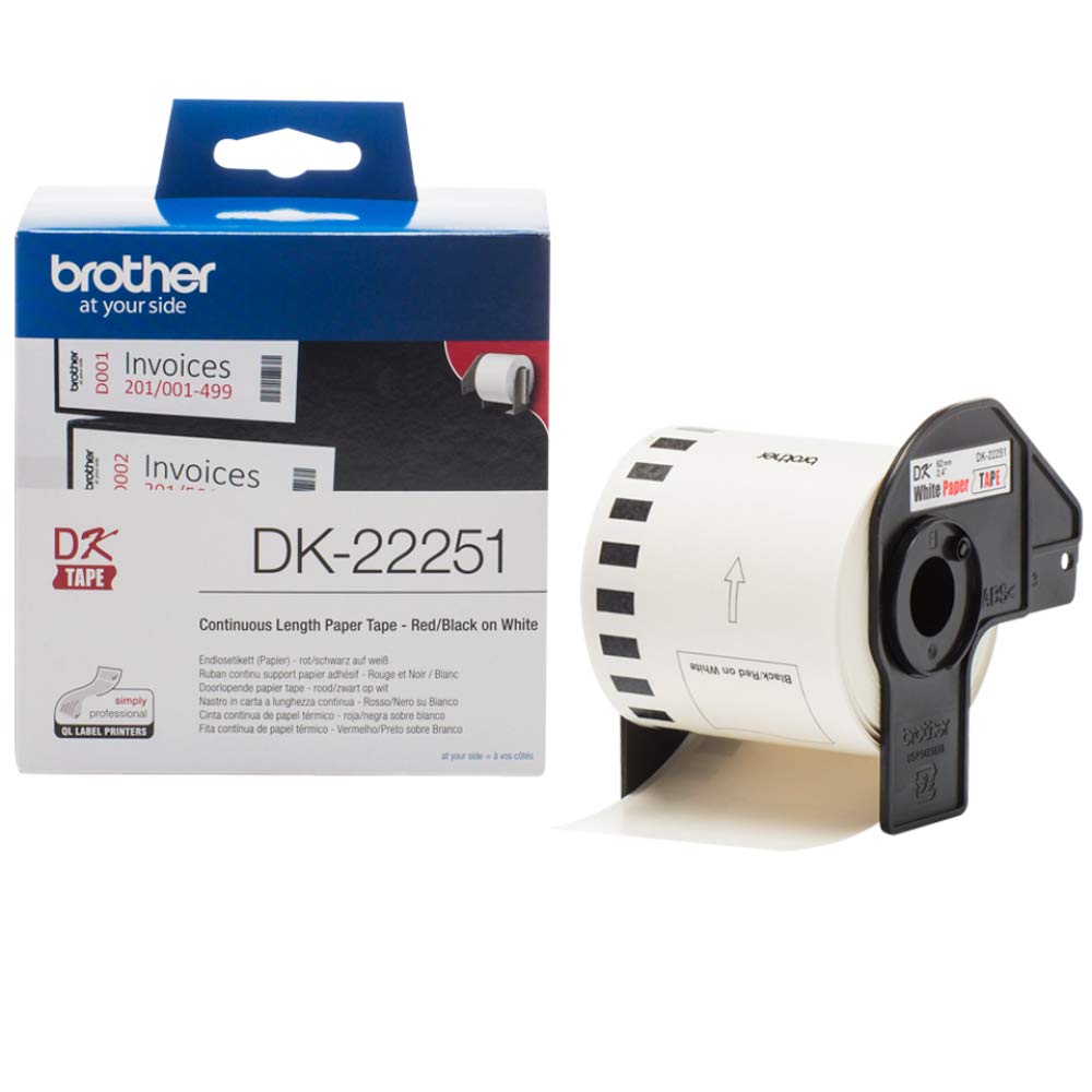 Brother DK-22251 Consumer Paper Roll - PAPER ROLL 62MM X 15.24M (WITH BLACK/RED PRINT) - Image 5