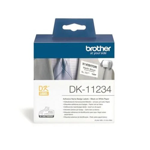 Brother DK-11234 - WHITE 60MM  x 86.10MM  x 260 NAME BADGE LABELS - Image 1