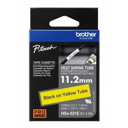 Brother HSE-631E - 11.2MM BLACK ON YELLLOW HEAT SHRINK TUBE CATRIDGE 3:1 (compatible with PT-E300VP/E550WVP/D800W/P750W/P900W/P950NW) - Image 3