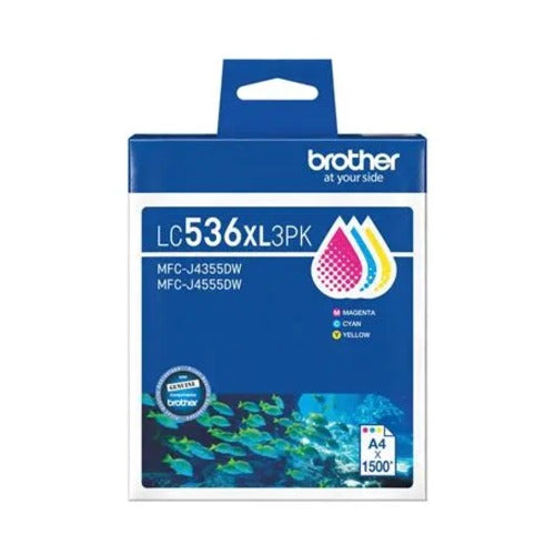 Brother *NEW* LC536XL 3PK VALUE PACK  1X CYAN, 1X MAGENTA, 1X YELLOW - Image 1