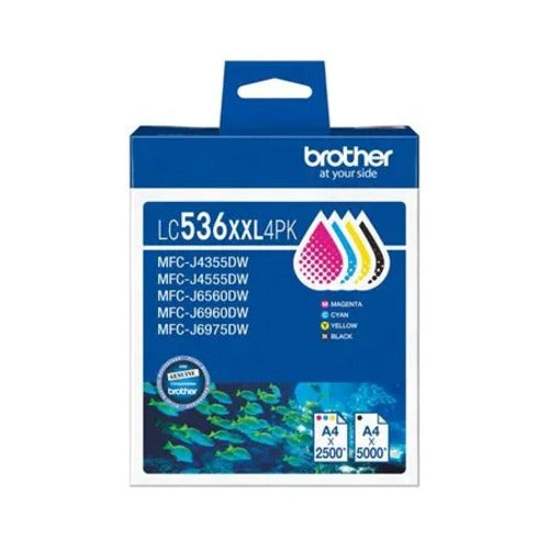 Brother *NEW* LC536XXL 4PK VALUE PACK  1X BLACK, 1X CYAN, 1X MAGENTA, 1X YELLOW - Image 1