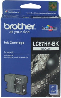 Brother LC-67HYBK Black High Yield Ink Cartridge -DCP-6690CW, MFC-5890CN/6490CW/6890CDW - up to 900 pages - Image 1
