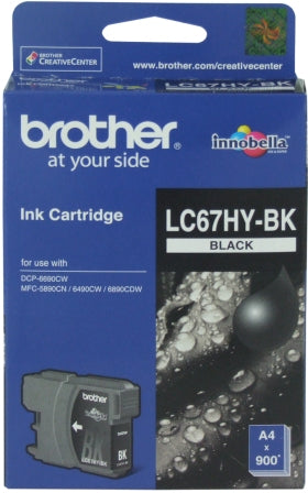 Brother LC-67HYBK Black High Yield Ink Cartridge -DCP-6690CW, MFC-5890CN/6490CW/6890CDW - up to 900 pages - Image 1