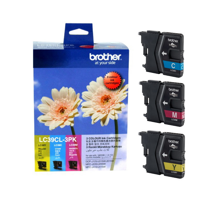 Brother LC-39 Colour Value Pack 1 x Cyan, 1 x Magenta, 1 x Yellow - Image 1