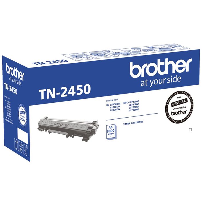 Brother TN-2450 Mono Laser Toner- Standard, HL-L2350DW/L2375DW/2395DW/MFC-L2710DW/2713DW/2730DW/2750DW up to 3,000 pages - Image 1