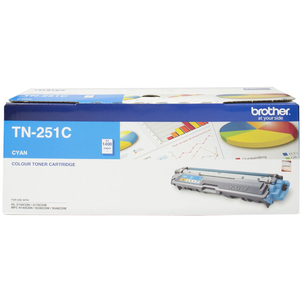 Brother TN-251C CYAN TONER CARTRIDGE TO SUIT HL-3150CDN/3170CDW/MFC-9140CDN/9330CDW/9335CDW/9340CDW /DCP-9015CDW(1,400 Pages) - Image 2