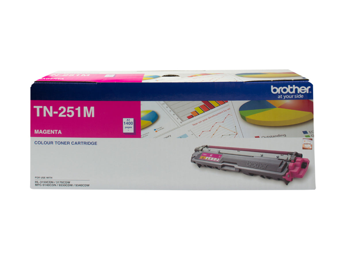 Brother TN-251M MAGENTA TONER CARTRIDGE TO SUIT HL-3150CDN/3170CDW/MFC-9140CDN/9330CDW/9335CDW/9340CDW /DCP-9015CDW(1,400 Pages) - Image 1