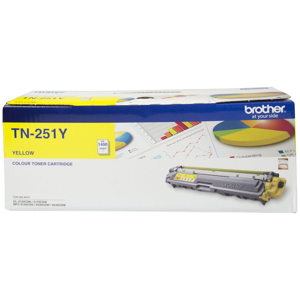 Brother TN-251Y - YELLOW TONER CARTRIDGE TO SUIT HL-3150CDN/3170CDW/MFC-9140CDN/9330CDW/9335CDW/9340CDW /DCP-9015CDW(1,400 Pages) - Image 1