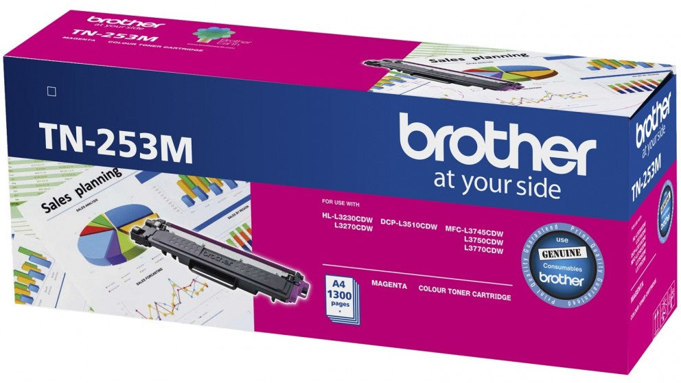Brother TN-253M Magenta Toner Cartridge to Suit -  HL-3230CDW/3270CDW/DCP-L3015CDW/MFC-L3745CDW/L3750CDW/L3770CDW (1,300 Pages) - Image 2