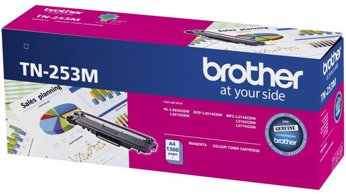 Brother TN-253M Magenta Toner Cartridge to Suit -  HL-3230CDW/3270CDW/DCP-L3015CDW/MFC-L3745CDW/L3750CDW/L3770CDW (1,300 Pages) - Image 1