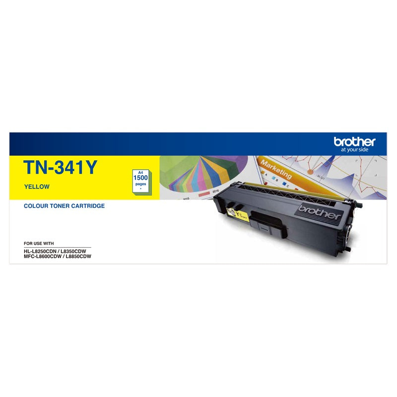 Brother TN-341Y Colour Laser Toner-Standard Yellow HL-L8250CDN/8350CDW MFC-L8600CDW/L8850CDW - 1500Pages - Image 2