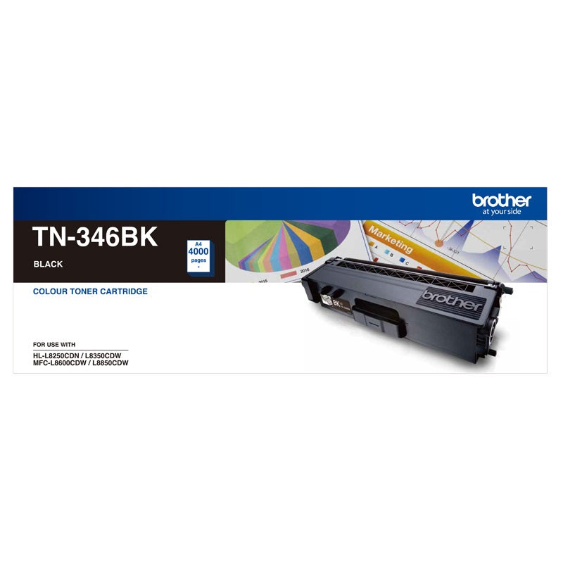 Brother TN-346BK High Yield Black Toner, HL-L8250CDN/8350CDW MFC-L8600CDW/L8850CDW - 4000Pages - Image 1