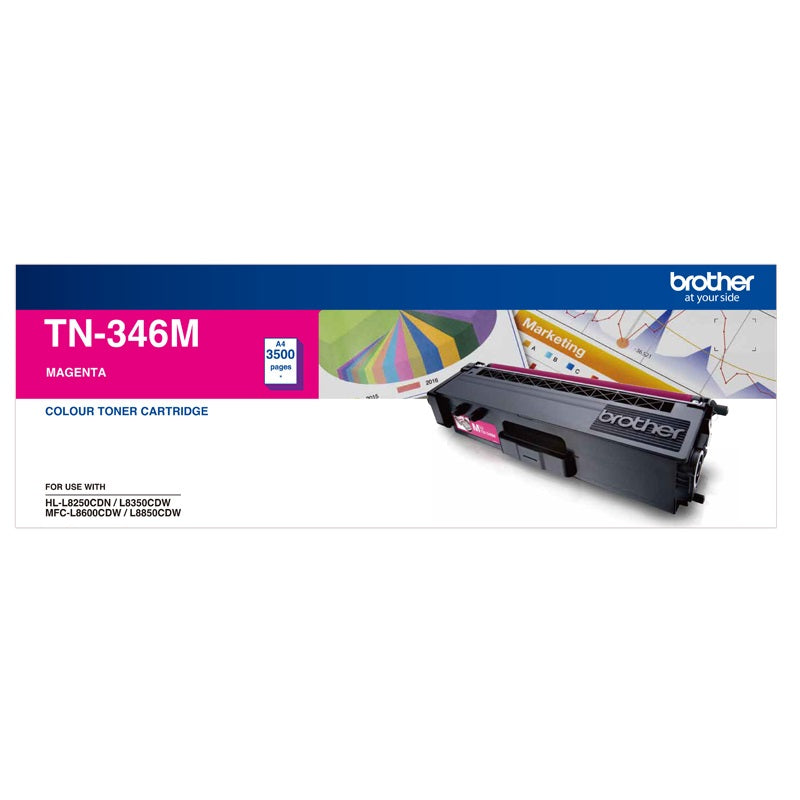 Brother TN-346M Colour Laser Toner- High Yield Magenta- HL-L8250CDN/8350CDW MFC-L8600CDW/L8850CDW - 3500Pages - Image 1