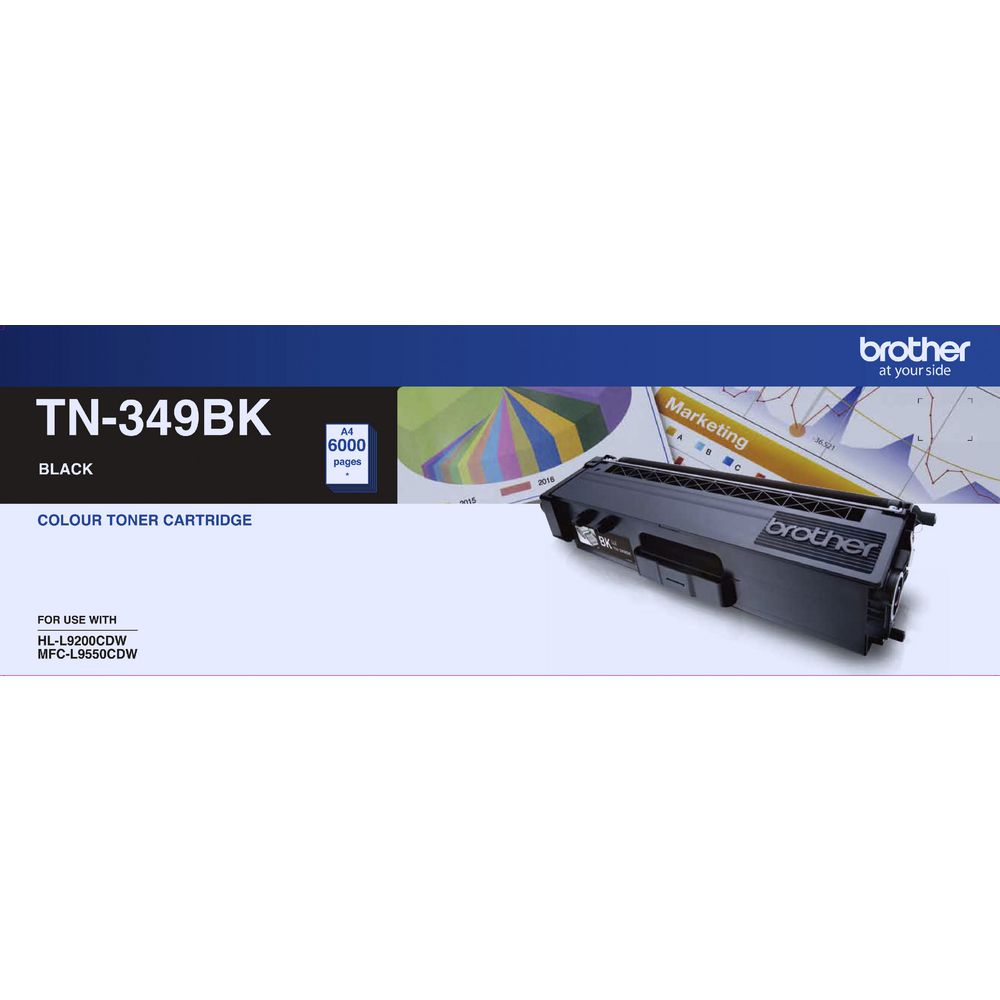 Brother TN-349BK Super High Yield Black Toner- HL-L9200CDW MFC-L9550CDW - 6000Pages - Image 2