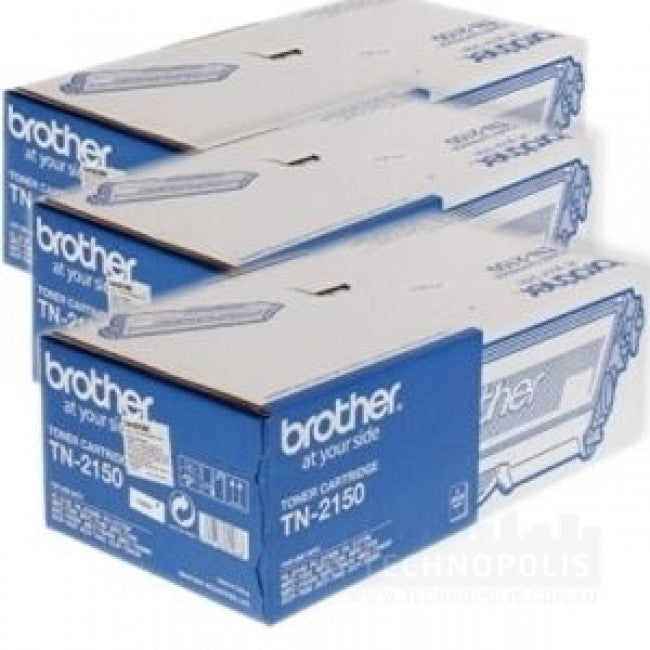 Brother TN-2150 Mono Laser Toner Cartridge Triple pack -HL-2140/2142/2150N/2170W, DCP-7040, MFC-7340/7440N/7840W- up to 2600 pages - Image 1