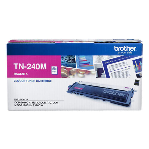 BrotherTN-240M COLOUR LASER TONER-MAGENTA TONER CARTRIDGE TO SUIT HL-3040CN/3045CN/3070CW/3075CW, DCP-9010CN, MFC-9120CN/9125CN/9320CW/9325CW-1,400 PG - Image 1