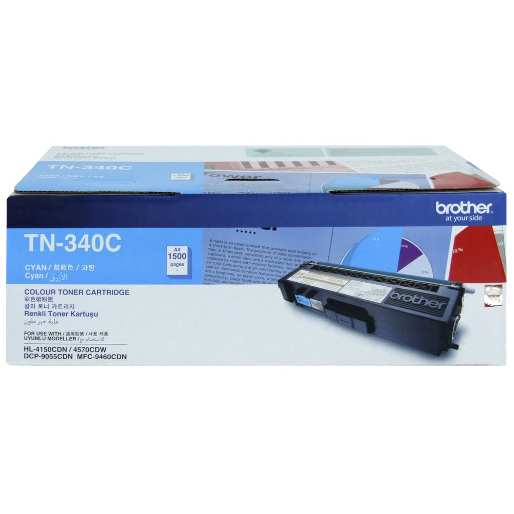 Brother TN-340C Colour Laser Toner - Standard Yield Cyan, HL-4150CDN/4570CDW, DCP-9055CDN, MFC-9460CDN/9970CDW - 1500 pages - Image 2