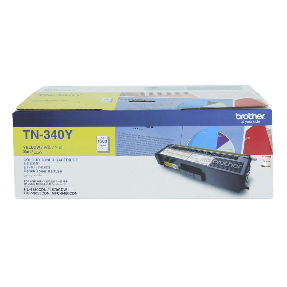 Brother TN-340Y  Colour Laser Toner- Standard Yield Yellow, HL-4150CDN/4570CDW, DCP-9055CDN, MFC-9460CDN/9970CDW - 1500 pages - Image 1