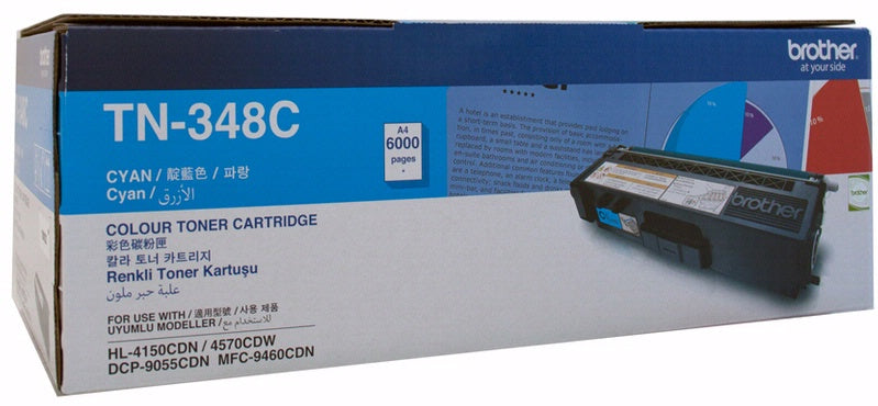 Brother TN-348C Colour Laser Toner - Super High Yield Cyan- HL-4150CDN/4570CDW, DCP-9055CDN, MFC-9460CDN/9970CDW - 6000 pages - Image 1