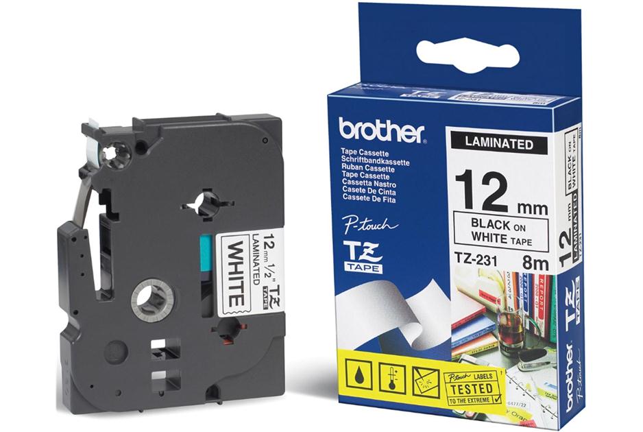 Brother 12mm Black on White TZE Tape - Image 2