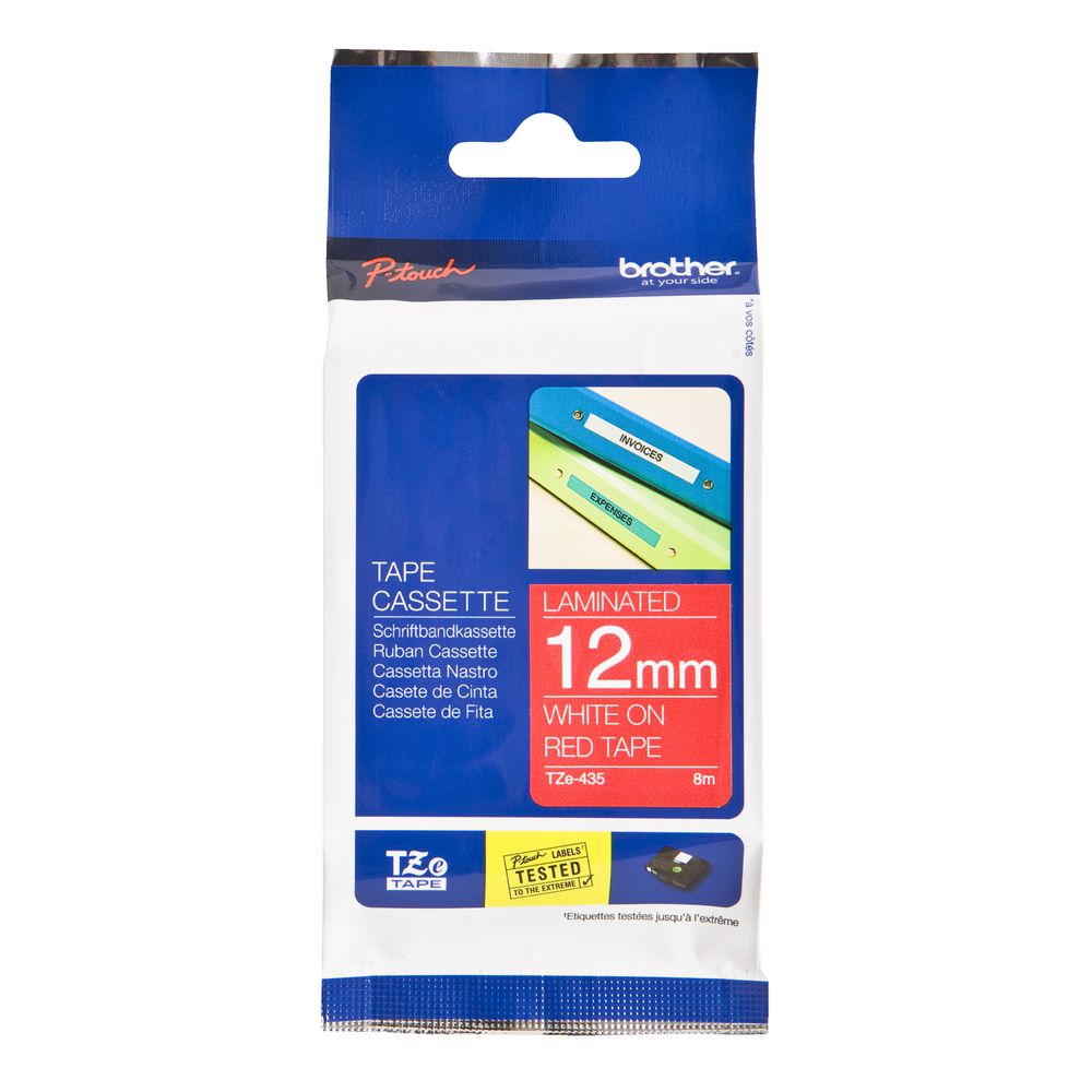 Brother White On Red Tape TZE Tape - Image 1