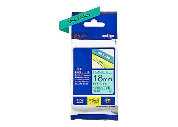 Brother 18mm Blk on Green Tape - Image 1