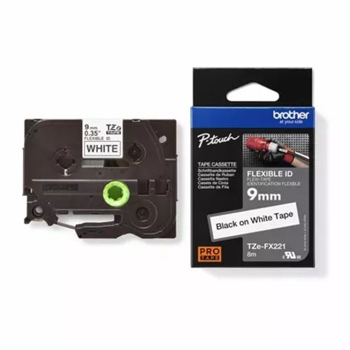 Brother TZe-FX221 9mm / 8M Black on White Flexible ID - Image 2