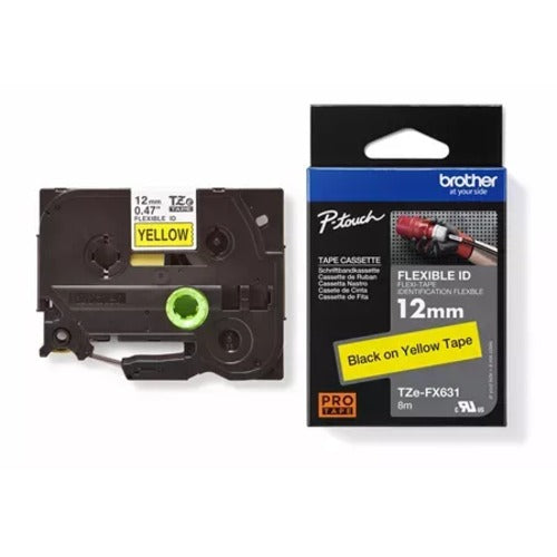 Brother TZE-FX631 12MM BLACK ON YELLOW FLEXIBLE TZE TAPE - Image 2
