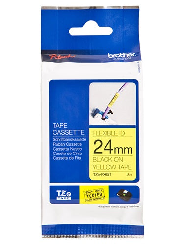 Brother 24MM Black Yellow Tape Flexible TZE Tape - Image 2