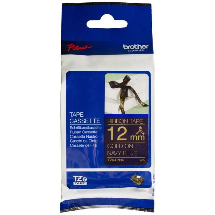 Brother 12mm X 4mm Gold on Navy Blue Ribbon - Image 1