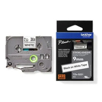 Brother 9mm Black on White Adhesive TZE Tape - Image 2