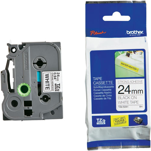 Brother 24MM Black White Tape Strong Adhesive TZE Tape - Image 2