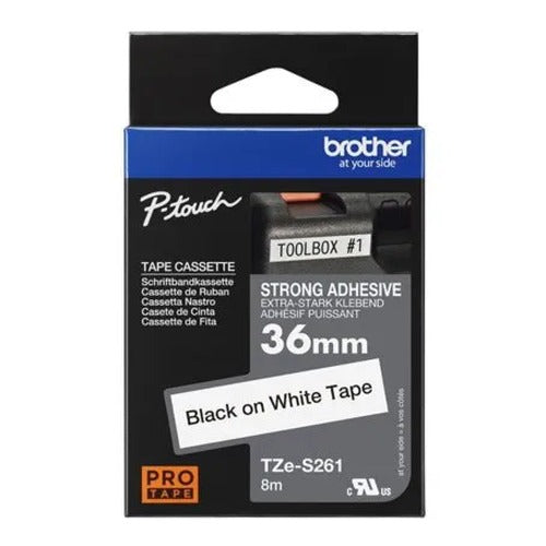 Brother 36MM BLACK ON WHITE STRONG ADHESIVE TZE TAPE - Image 3